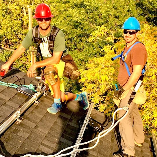 Brenden Owens and Dylan Toniello — first Prairie Sun Solar installation, 2018
